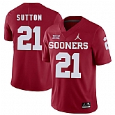 Oklahoma Sooners 21 Marcelias Sutton Red College Football Jersey Dzhi,baseball caps,new era cap wholesale,wholesale hats